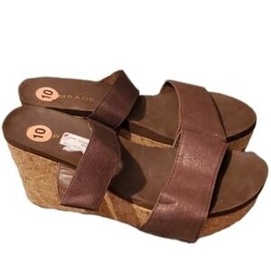 Rampage Wedge Shoes Womens size 10 Bronze Ram Julian Cork Summer